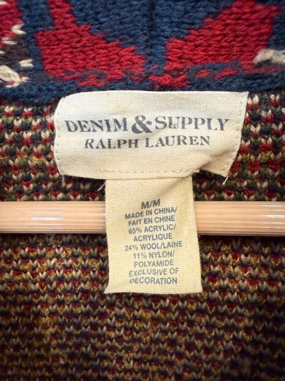 Ralph Lauren Denim & Supply Aztec Southwestern Cardigan Sweater Medium Wool Cozy - Picture 3 of 9